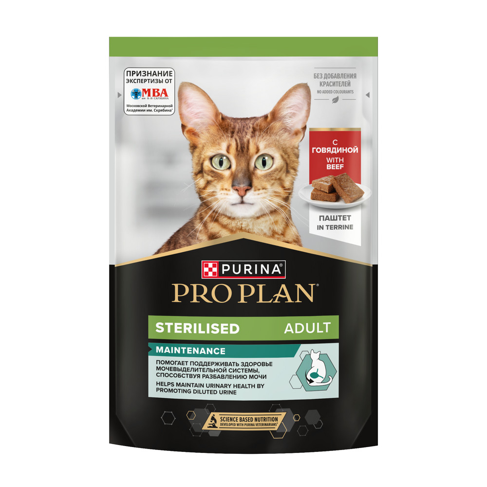 Pro Plan 85г Корм влажный д/кошек Говядина паштет д/стерилизованных и кастратов